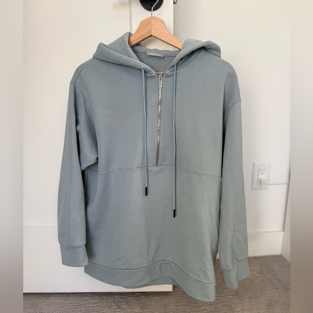Baby blue hoodie anorak with zipper